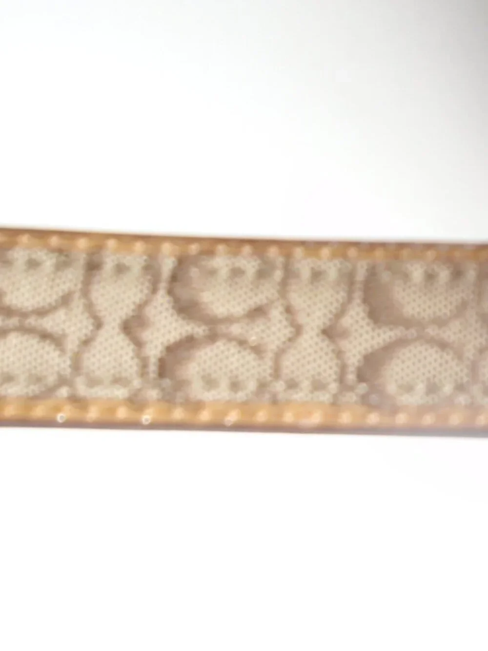 NEW VINTAGE COACH TAN BROWN JACQUARD SIGNATURE C LEATHER DOG COLLAR 60364 SIZE M